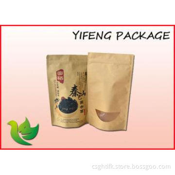 Brown Kraft Paper Bag With Zipper And Window For Food Packa
